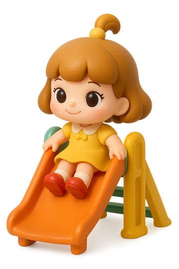 一个可爱的小女孩正在滑滑梯