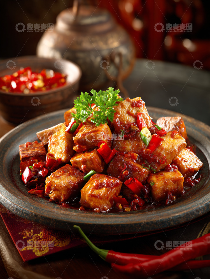 高清大图下载【趣麦麦图】辣子鸡丁中餐摄影图