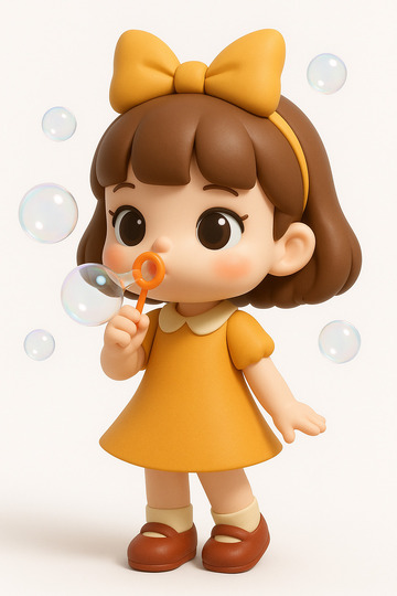 一个可爱的小女孩正在吹泡泡