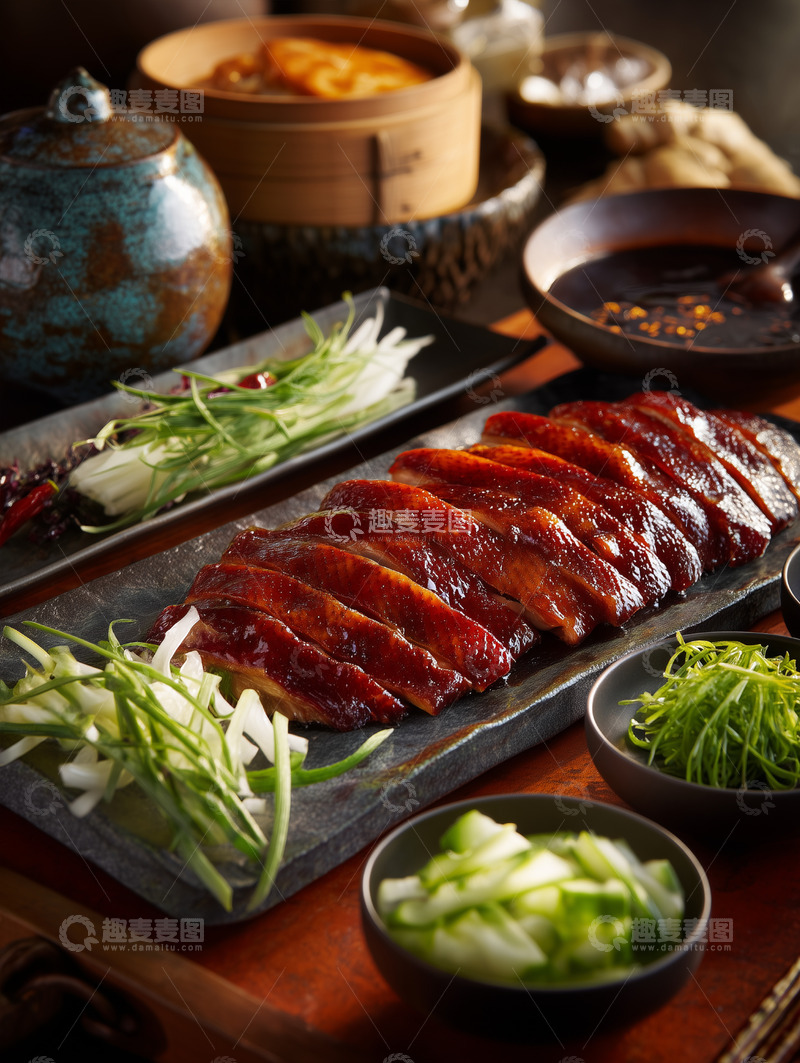 高清大图下载【趣麦麦图】烤鸭切片摆盘摄影图8