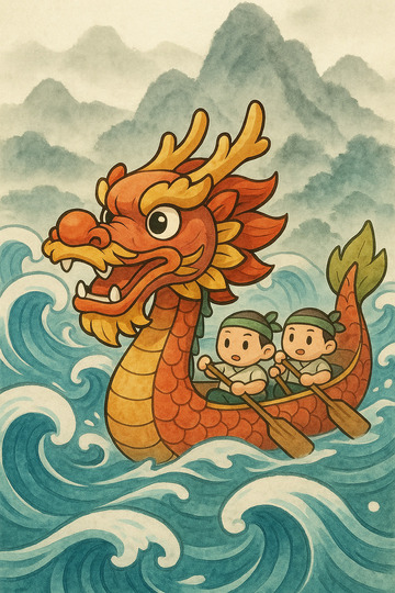 端午节水墨划龙舟