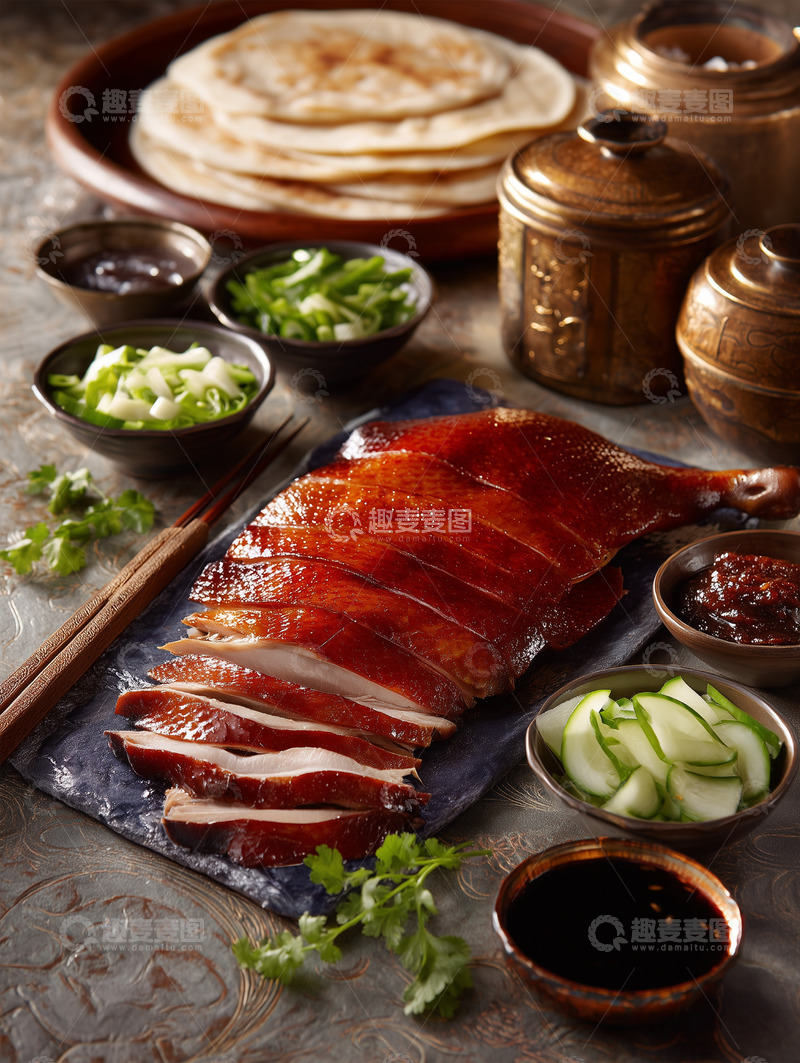 高清大图下载【趣麦麦图】烤鸭切片摆盘摄影图12