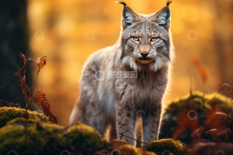 高清大图下载【趣麦麦图】森林里的一只长耳猫