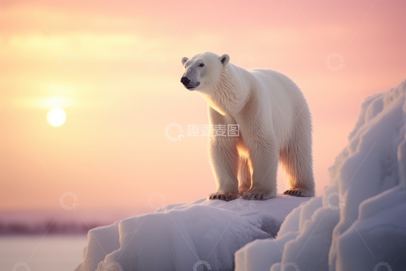 高清大图下载【趣麦麦图】站在冰块上的北极熊
