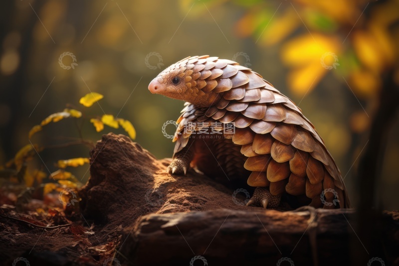 高清大图下载【趣麦麦图】森林里的一只穿山甲