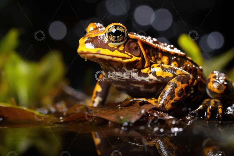 高清大图下载【趣麦麦图】水洼边的一只青蛙
