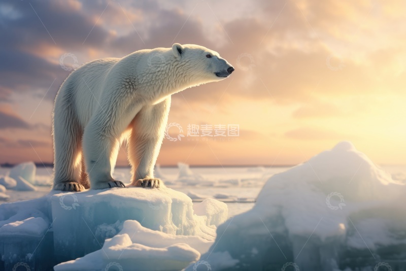高清大图下载【趣麦麦图】冰川上的北极熊