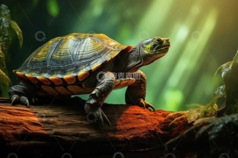 高清大图下载【趣麦麦图】丛林里的一只陆地龟