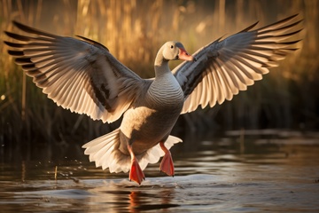 展翅的一只野鸭子