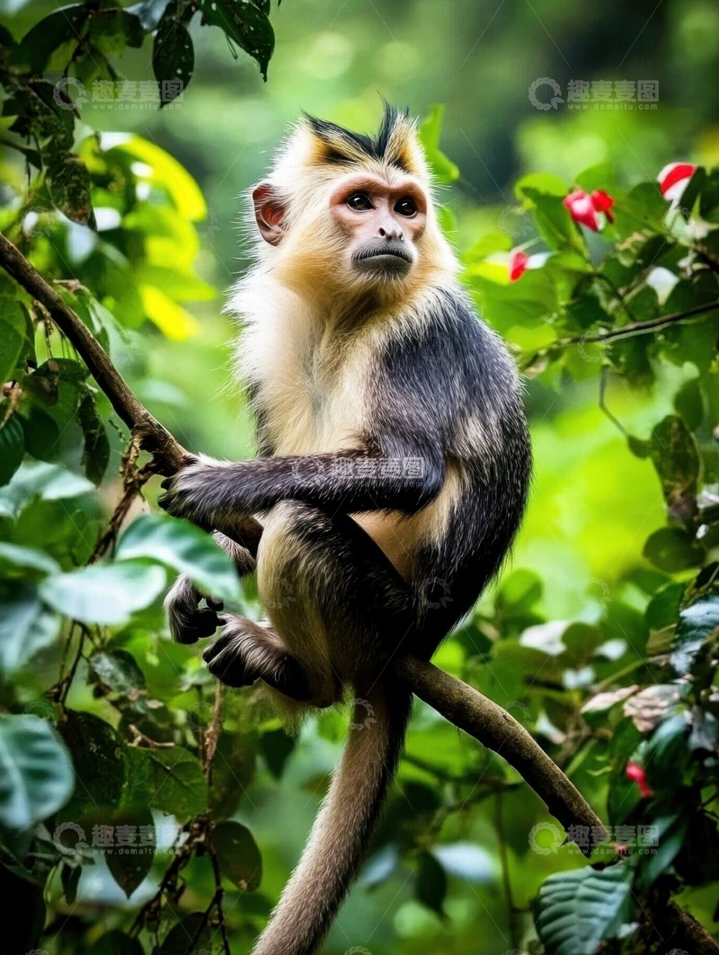高清大图下载【趣麦麦图】站在树枝上的一只猴子1