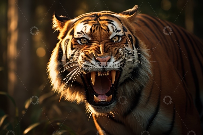 高清大图下载【趣麦麦图】一只虎啸的老虎
