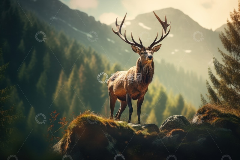 高清大图下载【趣麦麦图】岩石上的一只大角羚羊