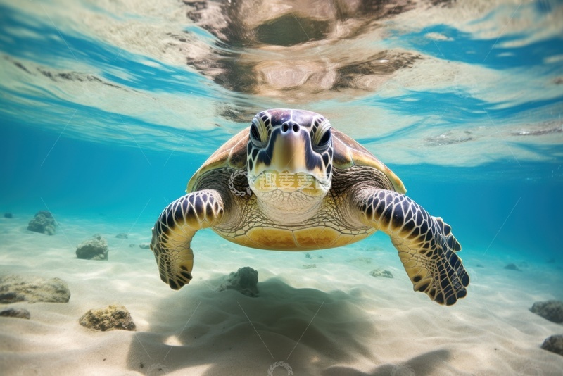 高清大图下载【趣麦麦图】海里游泳的海龟