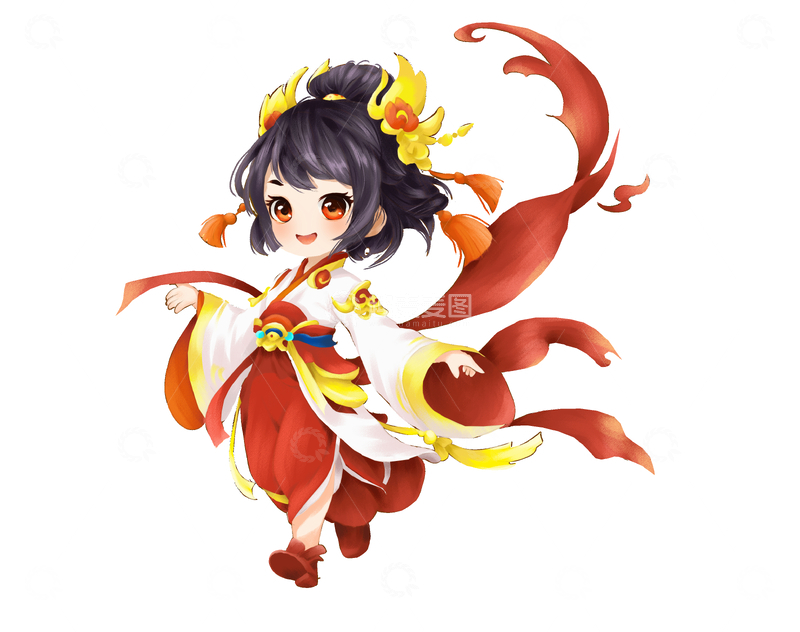 源文件下载【趣麦麦图】中国风小女孩