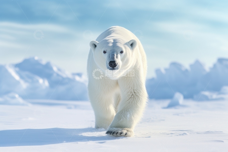 高清大图下载【趣麦麦图】行走在雪地上的北极熊