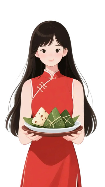 粽子  端午节  女孩  粽叶  稻米  艾叶4