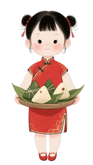 粽子  端午节  女孩  粽叶  稻米  艾叶3