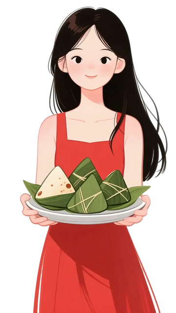 粽子  端午节  女孩  粽叶  稻米  艾叶2