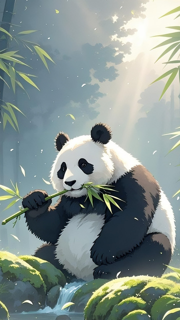 水彩风格熊猫动画