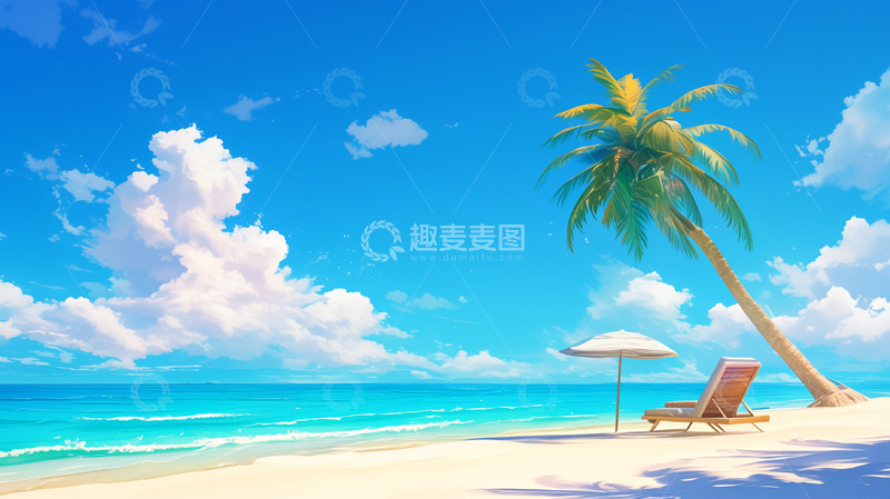 高清大图下载【趣麦麦图】夏季海边度假厚涂背景图14