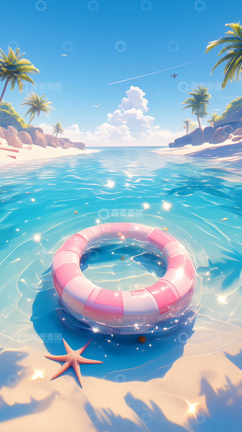 高清大图下载【趣麦麦图】夏季海边度假厚涂背景图21