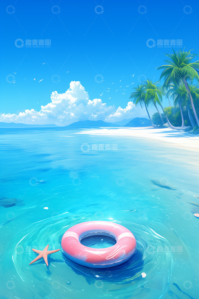 高清大图下载【趣麦麦图】夏季海边度假厚涂背景图2