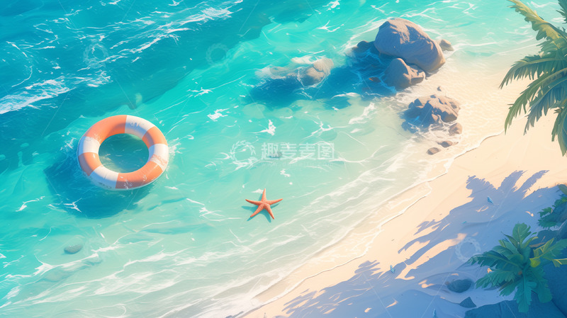 高清大图下载【趣麦麦图】夏季海边度假厚涂背景图