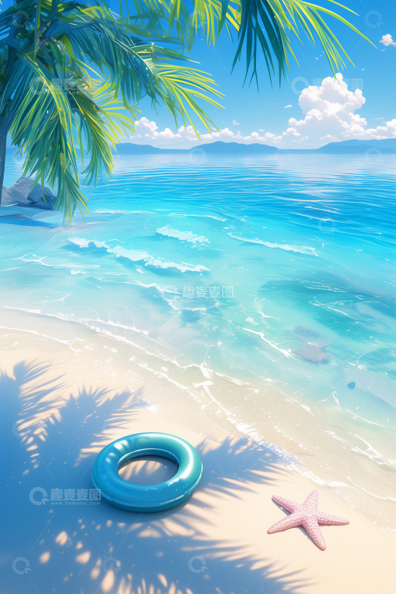 高清大图下载【趣麦麦图】夏季海边度假厚涂背景图4