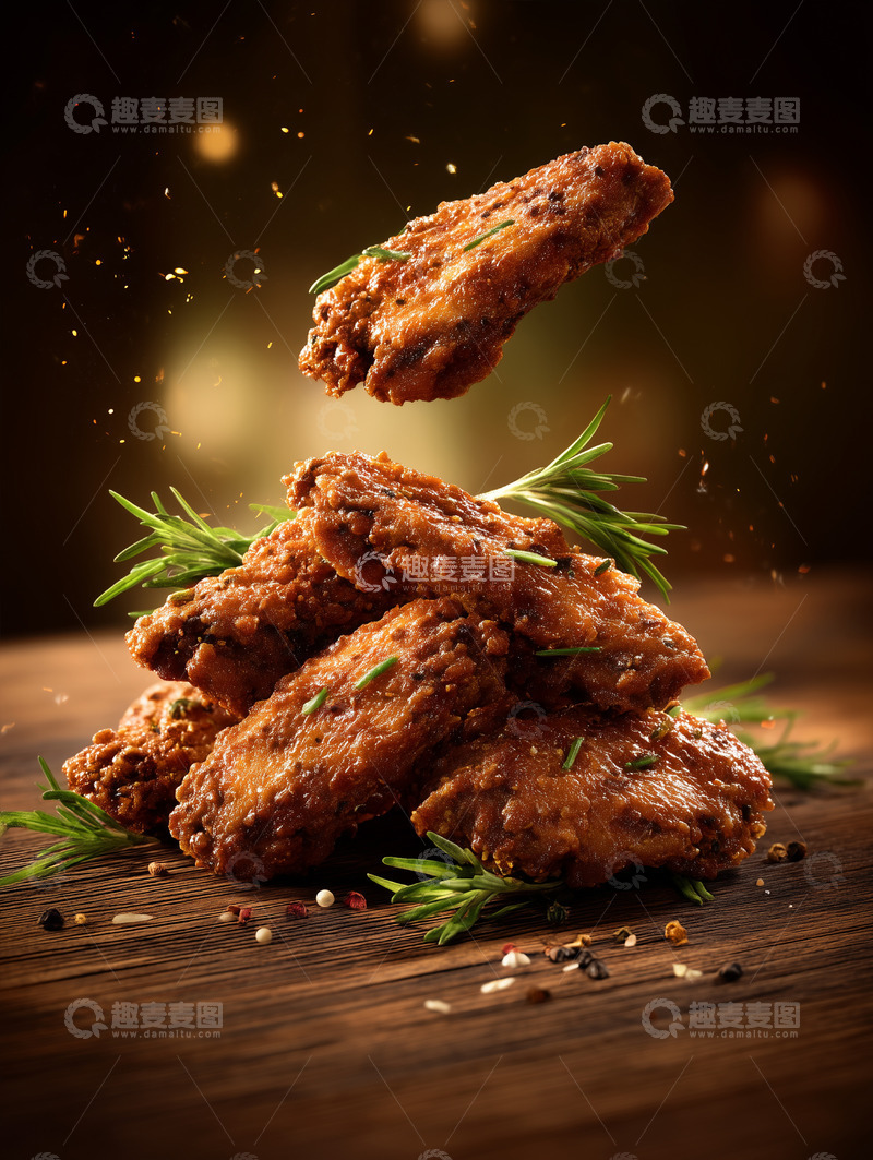 高清大图下载【趣麦麦图】-炸鸡翅摄影图