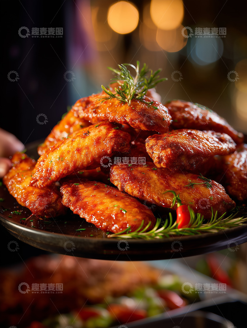 高清大图下载【趣麦麦图】美味烤鸡翅摄影图