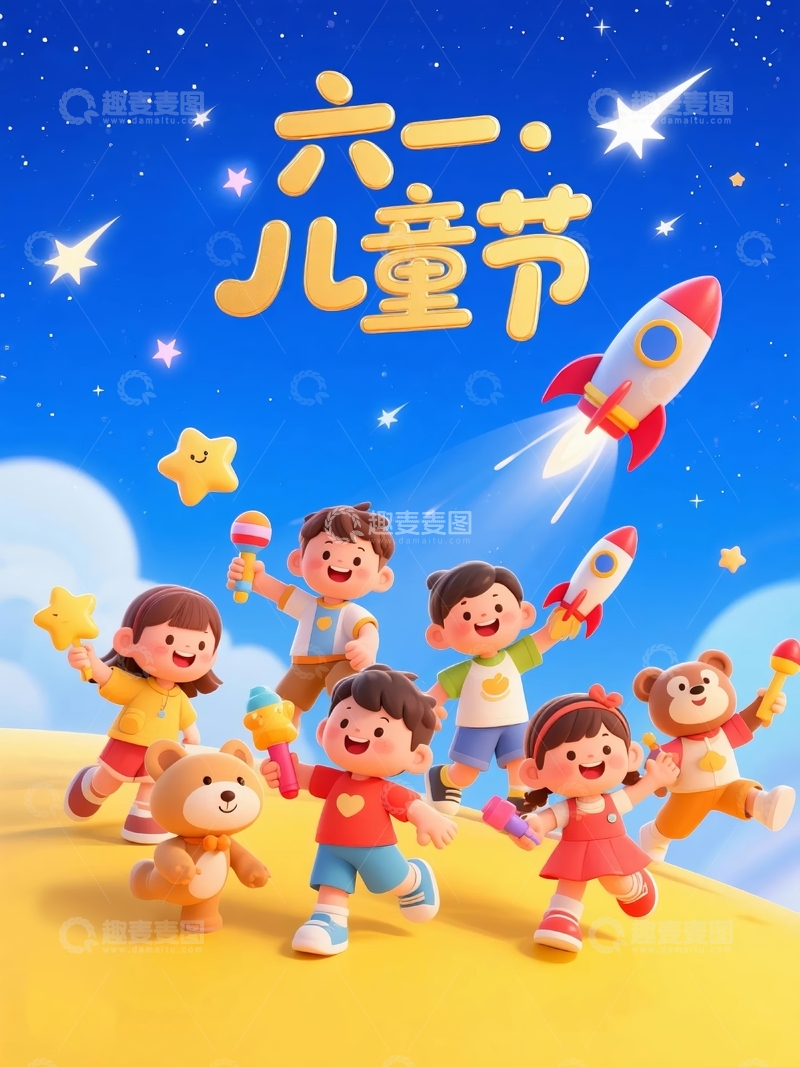 高清大图下载【趣麦麦图】六一儿童节欢庆节日海报8