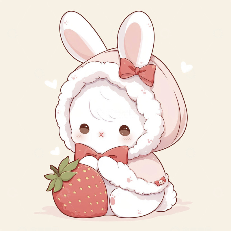 高清大图下载【趣麦麦图】卡通可爱草莓小兔子6