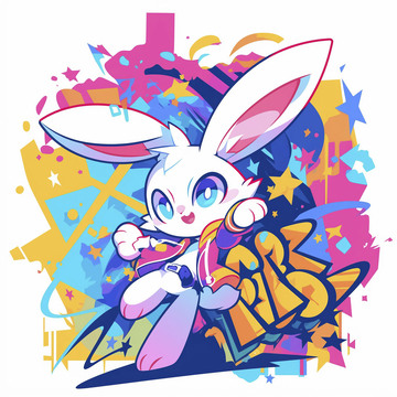 卡通涂鸦兔子