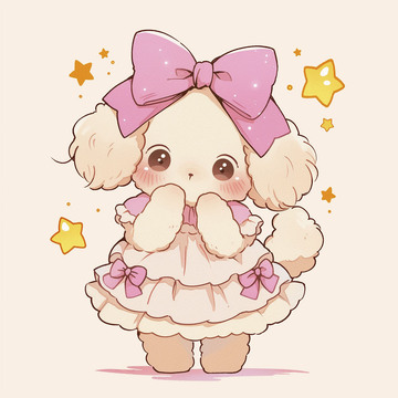 卡通可爱蝴蝶结小狗