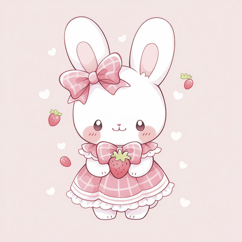 高清大图下载【趣麦麦图】卡通可爱草莓小兔子8