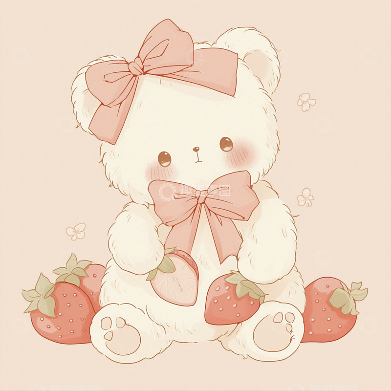 高清大图下载【趣麦麦图】卡通可爱草莓小熊1