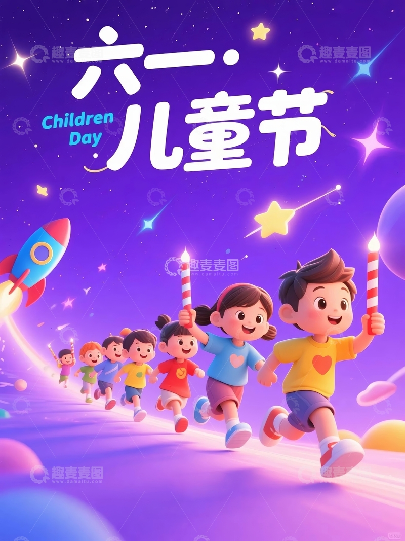 高清大图下载【趣麦麦图】六一儿童节欢庆节日海报1