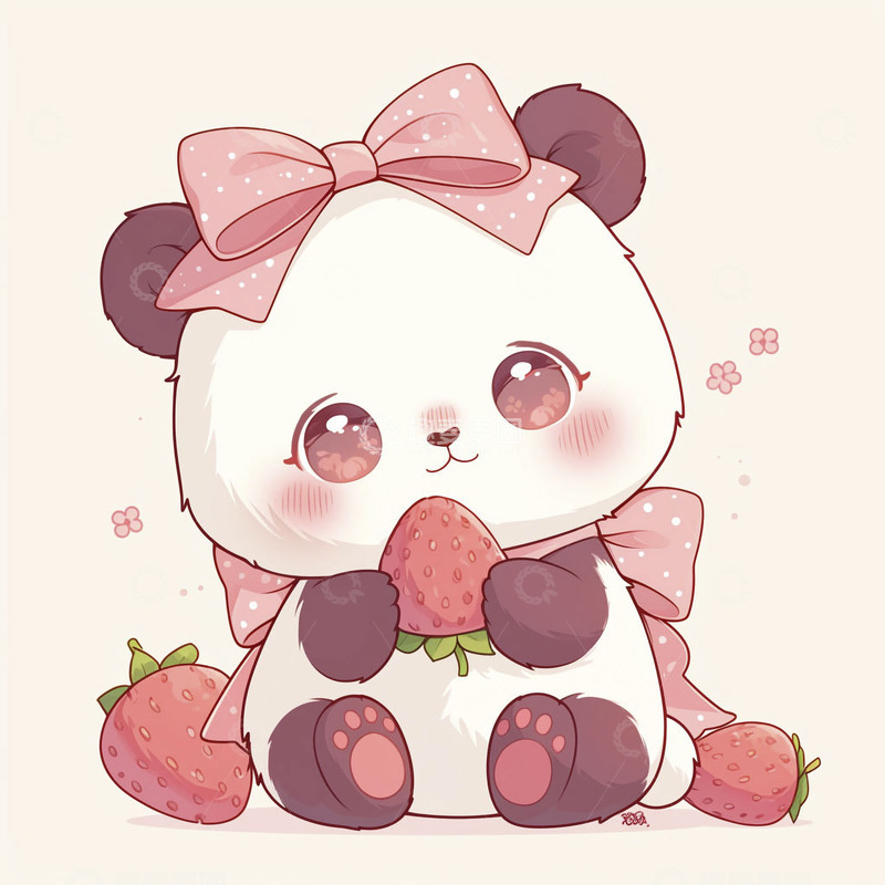高清大图下载【趣麦麦图】卡通可爱粉色熊猫2