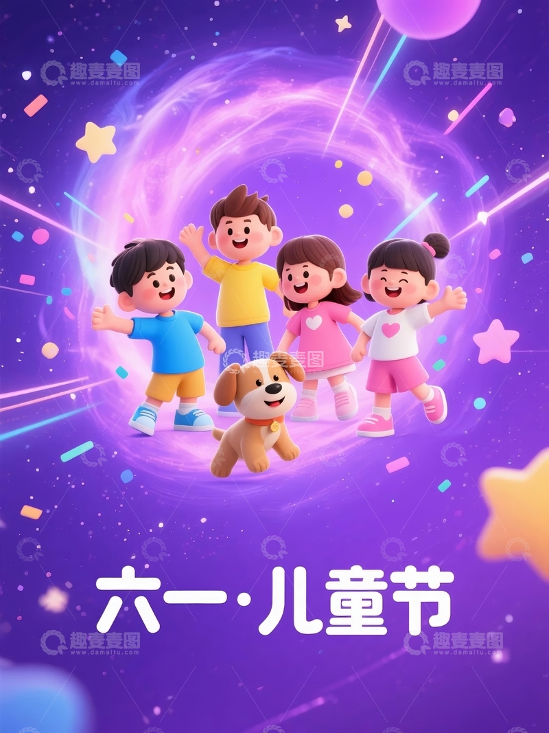 高清大图下载【趣麦麦图】六一儿童节欢庆节日海报6