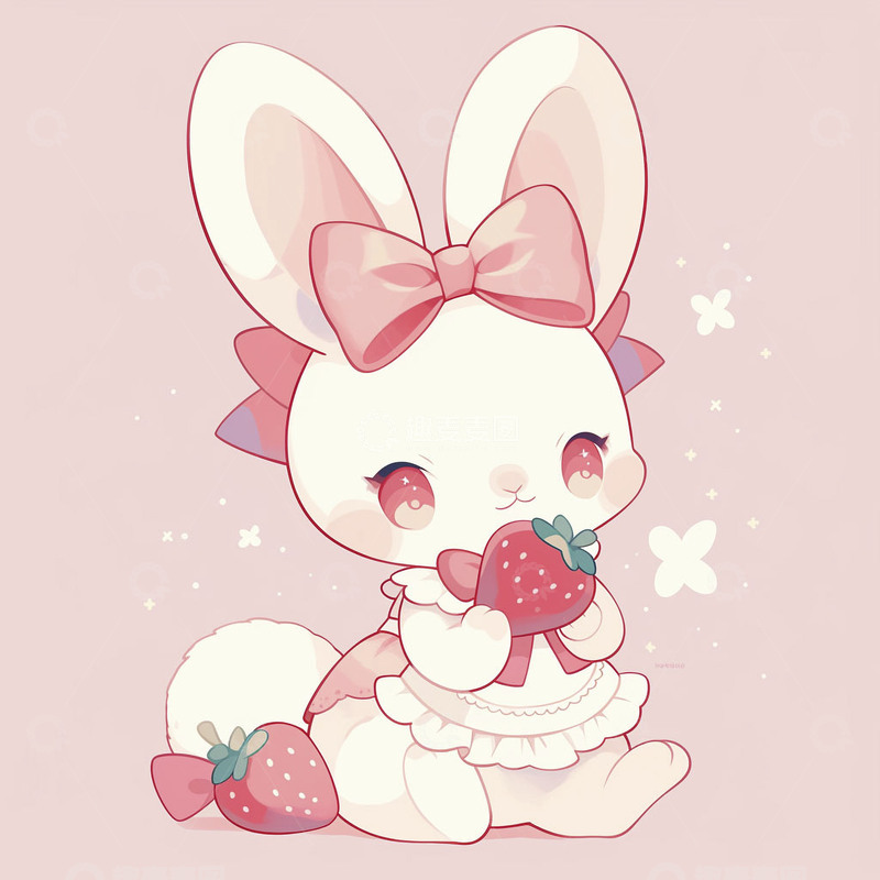 高清大图下载【趣麦麦图】卡通可爱草莓小兔子12
