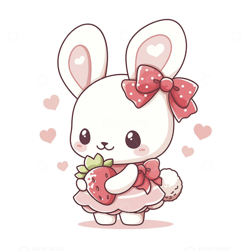 高清大图下载【趣麦麦图】卡通可爱草莓小兔子7