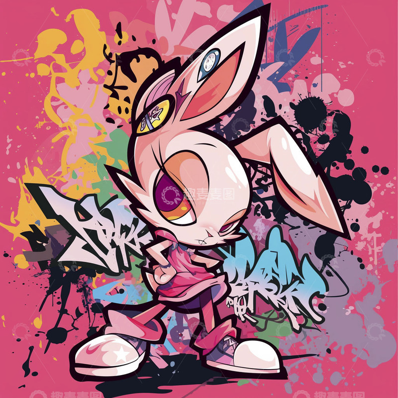 高清大图下载【趣麦麦图】卡通涂鸦兔子1