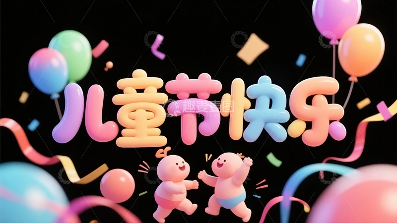 高清大图下载【趣麦麦图】六一儿童节主题字体元素10