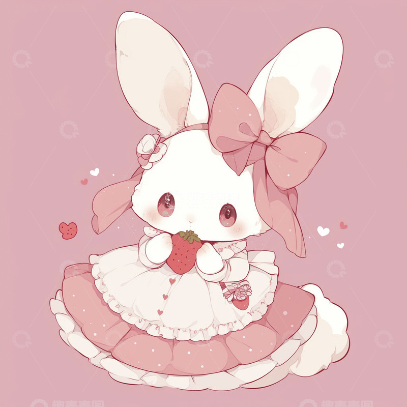 高清大图下载【趣麦麦图】卡通可爱草莓小兔子16