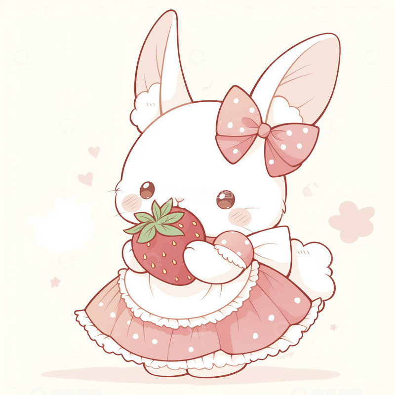 高清大图下载【趣麦麦图】卡通可爱草莓小兔子15