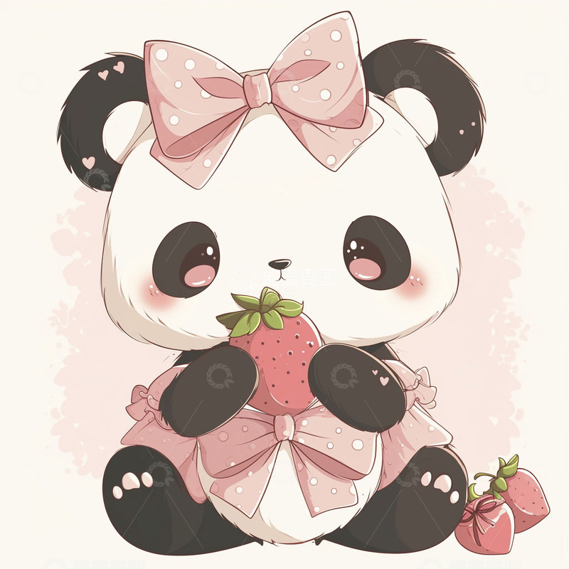 高清大图下载【趣麦麦图】卡通可爱粉色熊猫