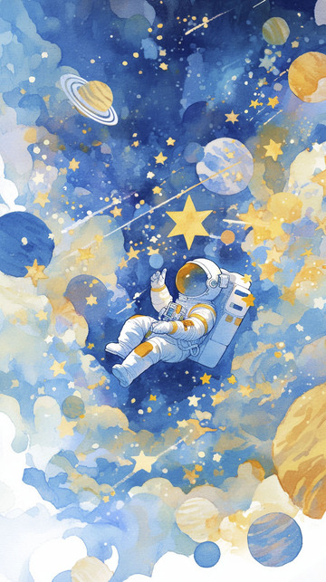 卡通宇航员与星球