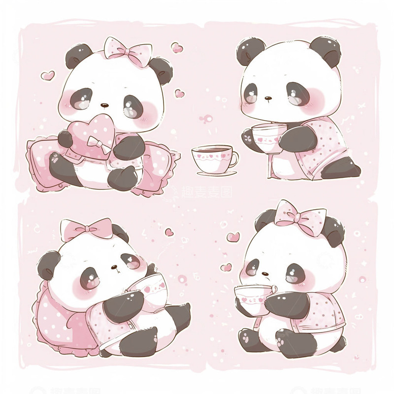 高清大图下载【趣麦麦图】卡通可爱小熊猫1