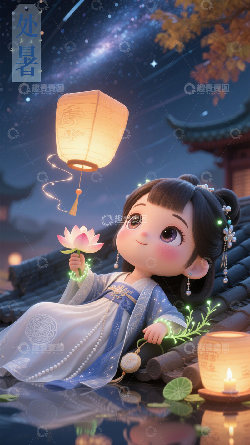 高清大图下载【趣麦麦图】二十四节气古风卡通萌趣女孩可爱清新12