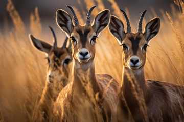 荒草里的三只羚羊